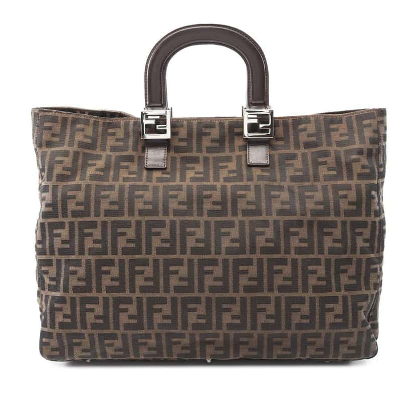 Fendi Large Zucca Canvas Twins Tote Brown Canvas Good condition - Front View