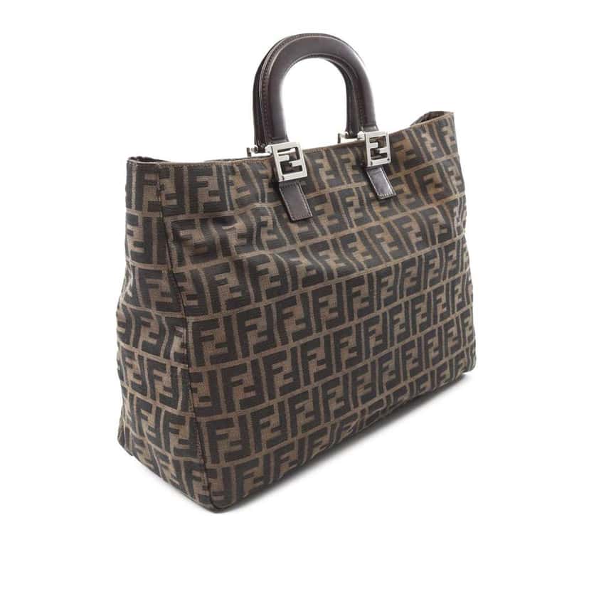 Fendi Large Zucca Canvas Twins Tote Brown Canvas Good condition - Back View