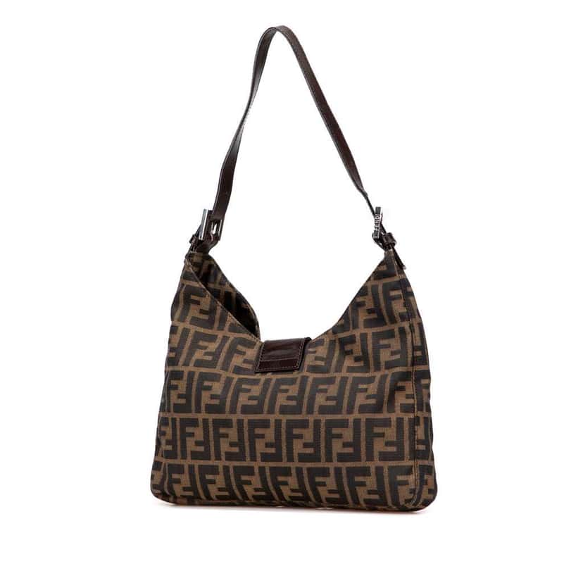 Fendi Zucca Canvas Shoulder Bag Brown Canvas Good condition - Back View