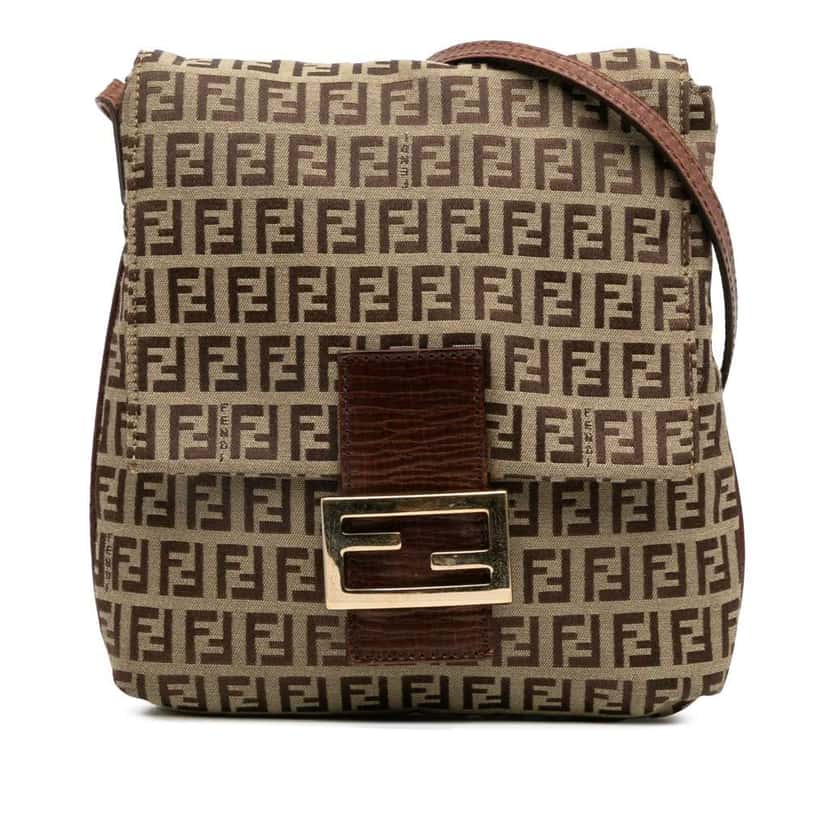 Fendi Zucchino Canvas Crossbody Brown Canvas Good condition - Front View