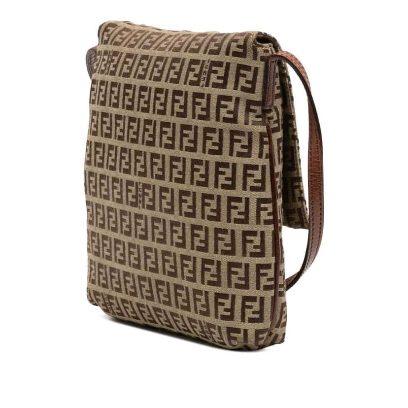 Fendi Zucchino Canvas Crossbody Brown Canvas Good condition - Back View