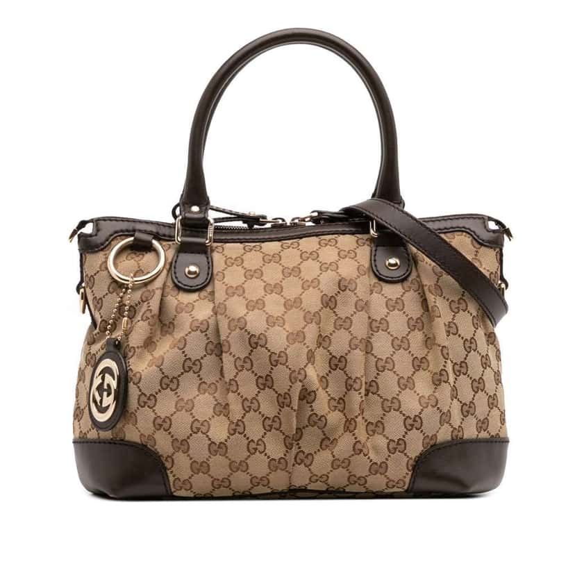 Gucci GG Canvas Sukey Satchel Brown Canvas Good condition - Front View