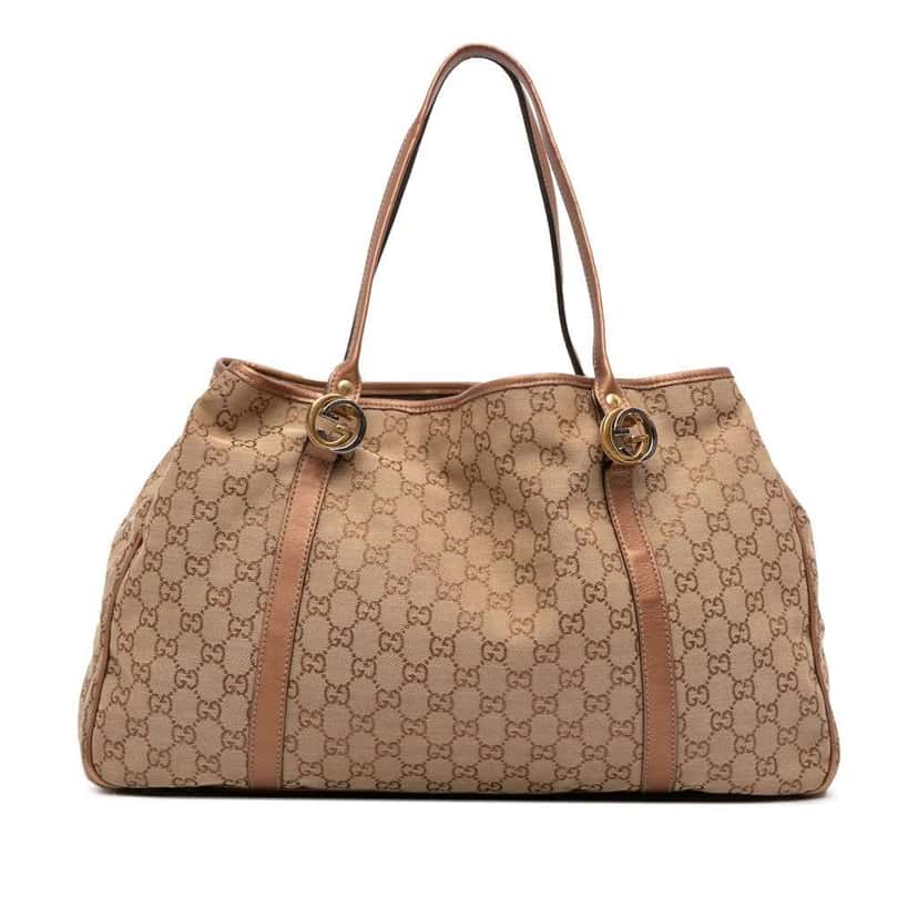 Gucci Large GG Canvas Twins Tote Brown Canvas Good condition - Front View