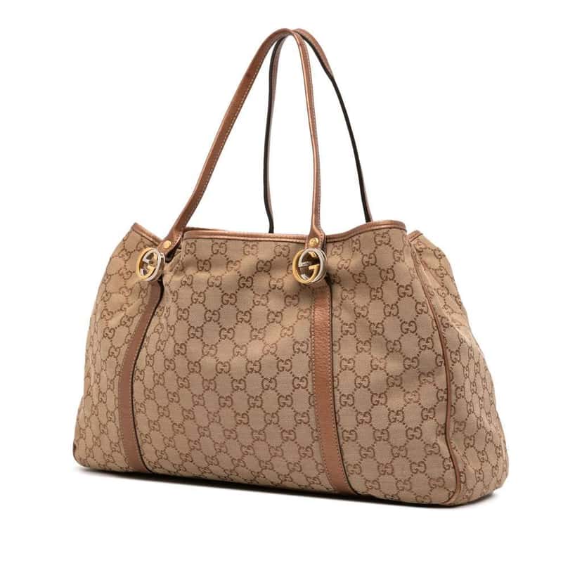 Gucci Large GG Canvas Twins Tote Brown Canvas Good condition - Back View