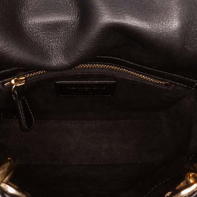 Dior Mini Calfskin Beaded Embroidered Lady Dior Black Leather Good condition - Model View