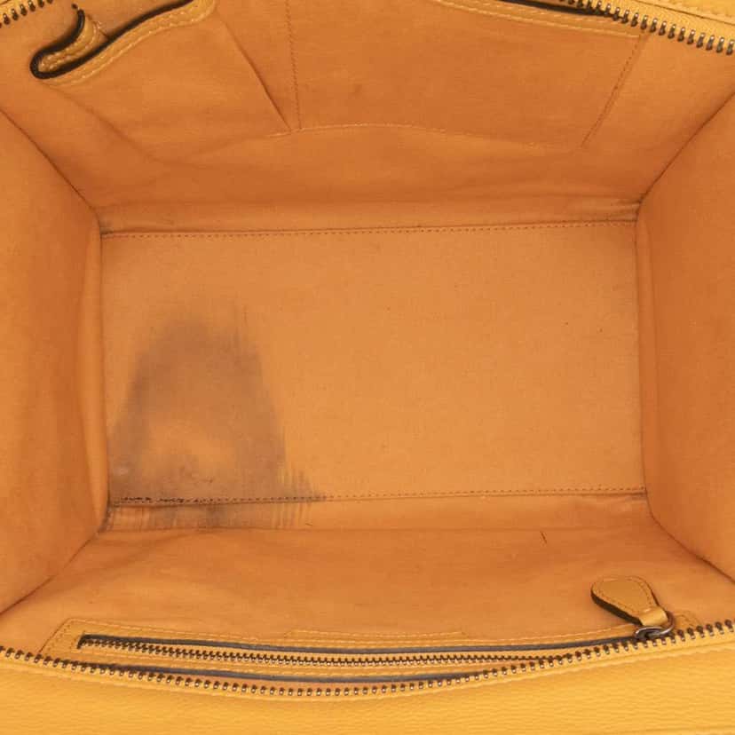 Celine Mini Drummed Calfskin Luggage Tote Yellow Leather Good condition - Model View