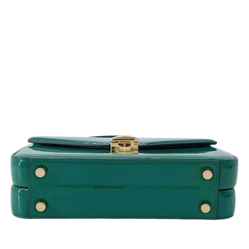 Gucci Mini Patent Sylvie 1969 Top Handle Bag Green Leather Good condition - Inside View