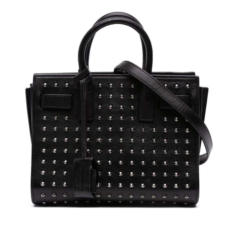 Saint Laurent Nano Studded Leather Sac de Jour Satchel Black Leather Good condition - Front View