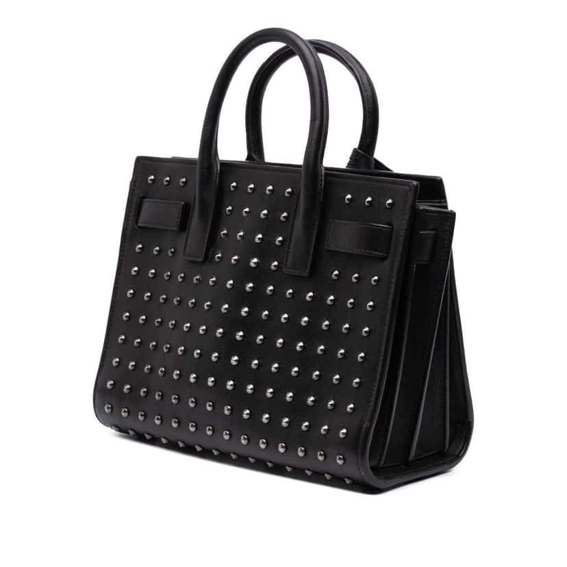 Saint Laurent Nano Studded Leather Sac de Jour Satchel Black Leather Good condition - Back View