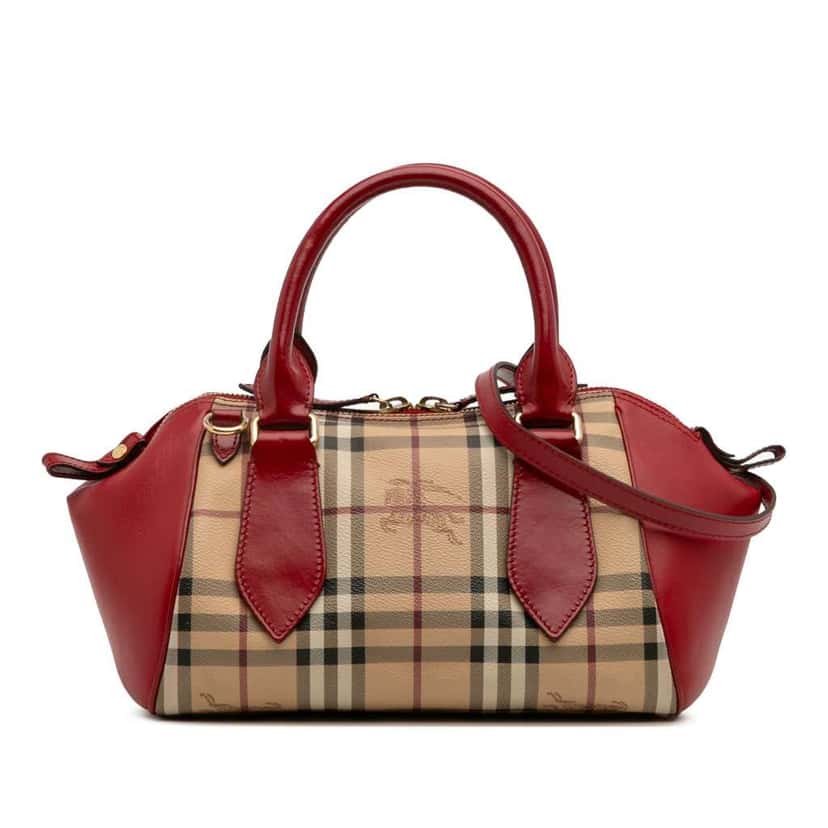 Burberry Small Haymarket Check Coated Canvas Blaze Satchel Brown Canvas Good condition - Front View