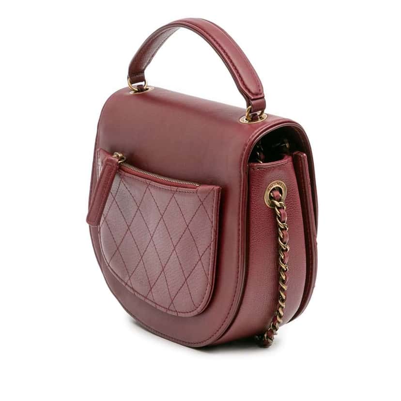 Chanel Small Calfskin Coco Curve Flap Red Leather Good condition - Back View