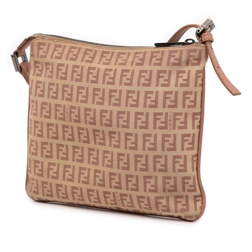 Fendi Zucchino Canvas Crossbody Brown Canvas Good condition - Back View