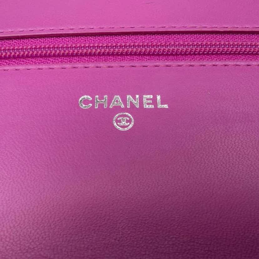 Chanel Lambskin Boy Wallet on Chain Purple Leather Good condition - Box View