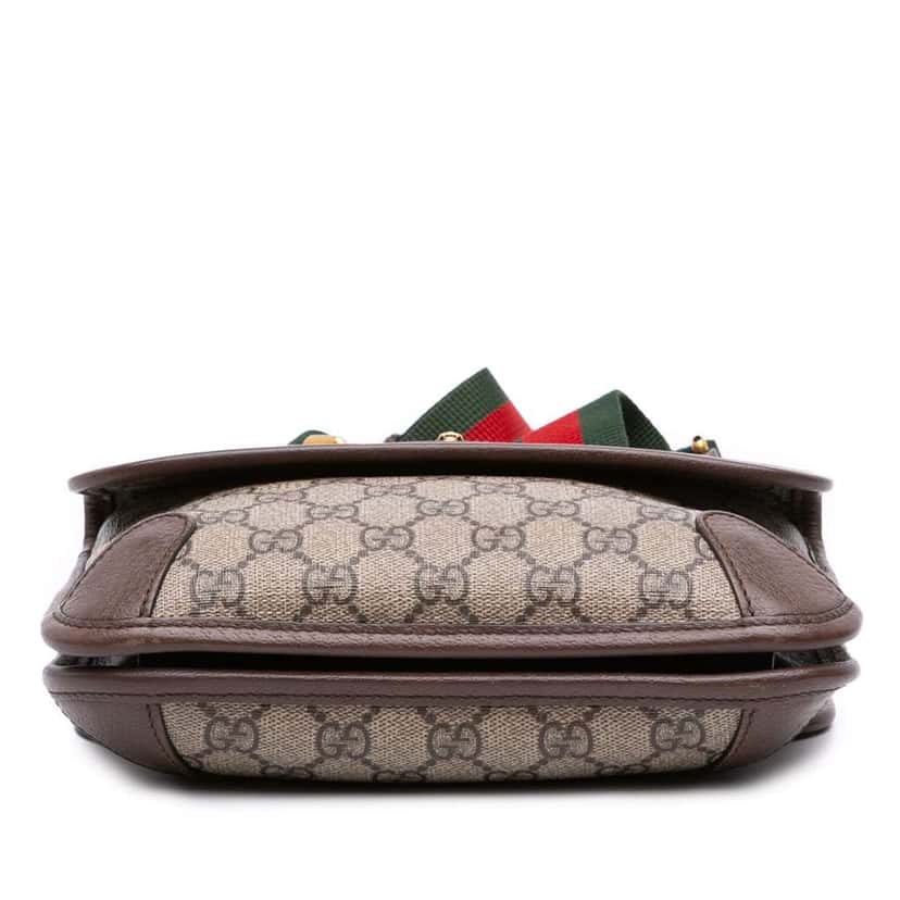 Gucci Small GG Supreme Web Neo Vintage Double Flap Messenger Bag Brown Canvas Good condition - Inside View