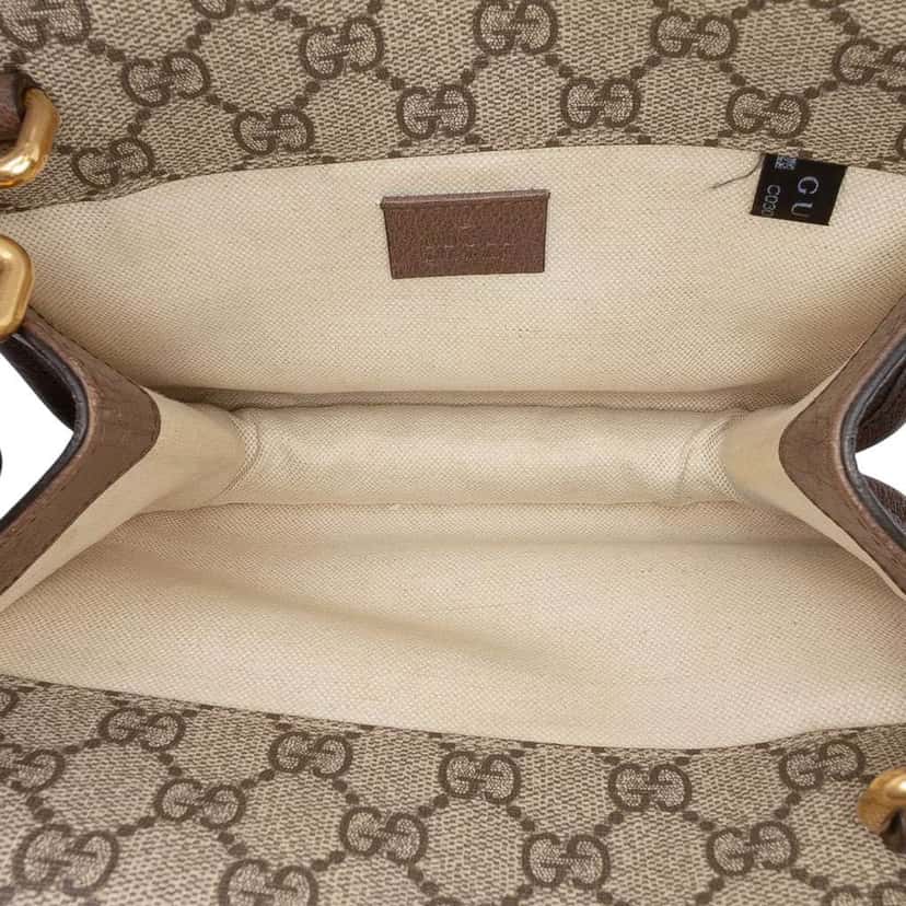 Gucci Small GG Supreme Web Neo Vintage Double Flap Messenger Bag Brown Canvas Good condition - Model View