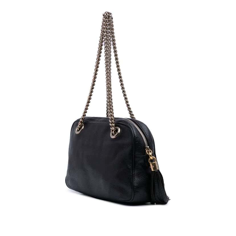 Gucci Leather Soho Chain Zip Shoulder Bag Black Leather Good condition - Back View