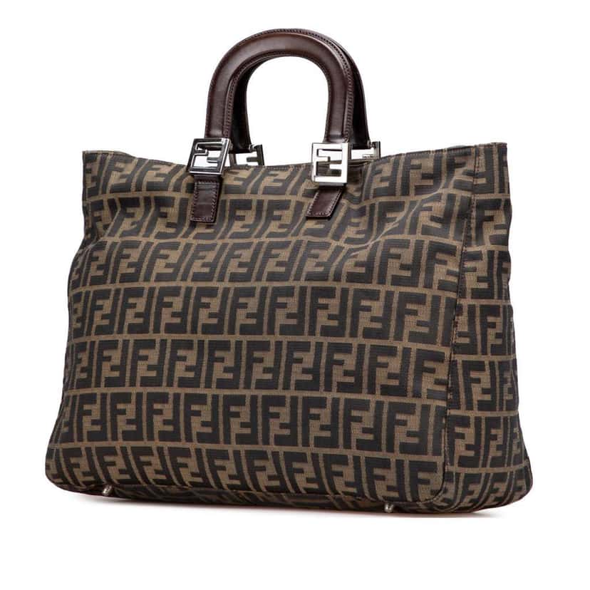 Fendi Large Zucca Canvas Twins Tote Brown Canvas Good condition - Back View