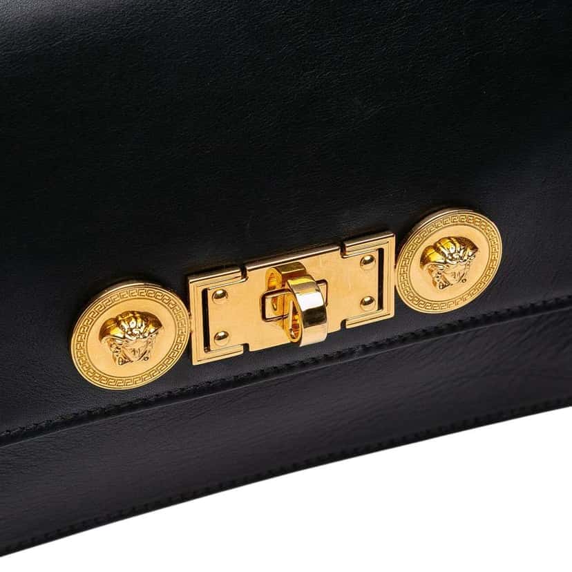 Versace Leather Medusa Flap Chain Shoulder Bag Black Leather Good condition - Box View