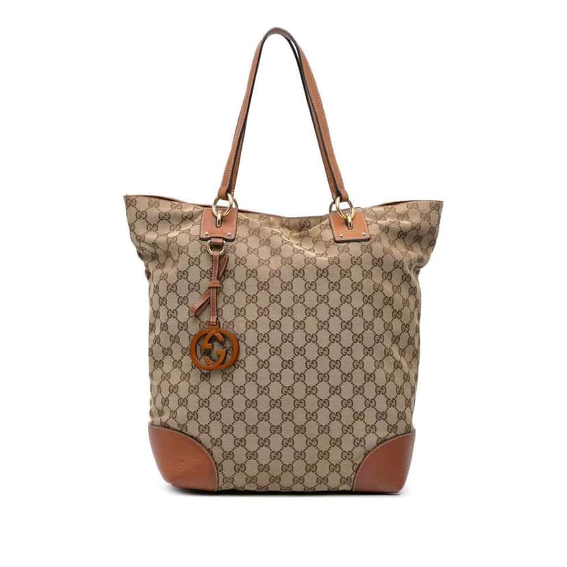 Gucci Large GG Canvas GG Charm Tote Brown Canvas Good condition - Front View