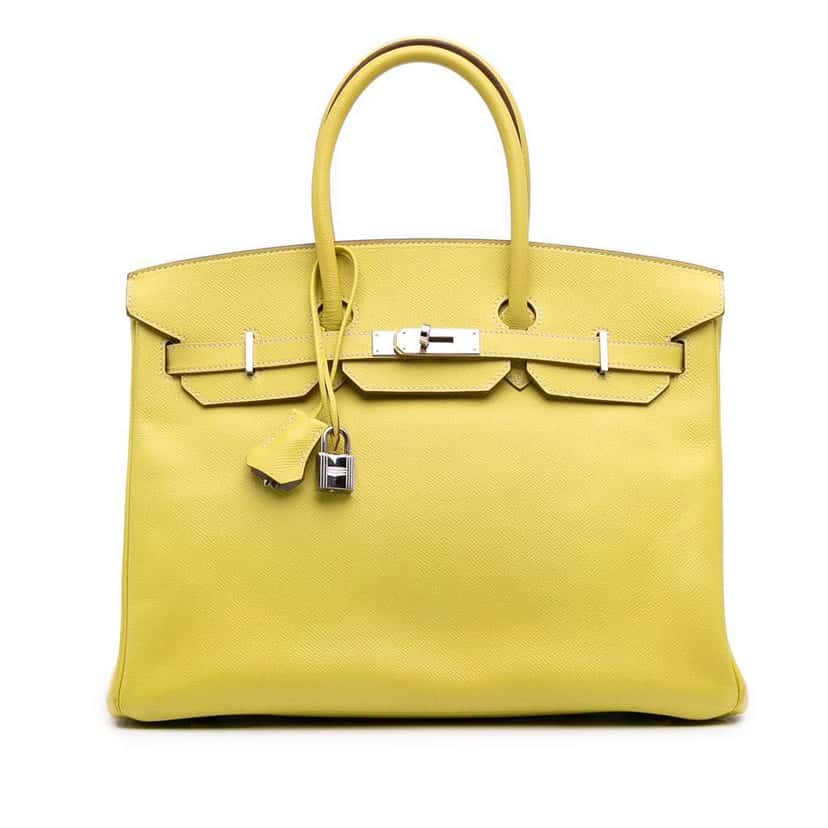 Hermès Epsom Birkin Retourne 35 Yellow Leather Good condition - Front View