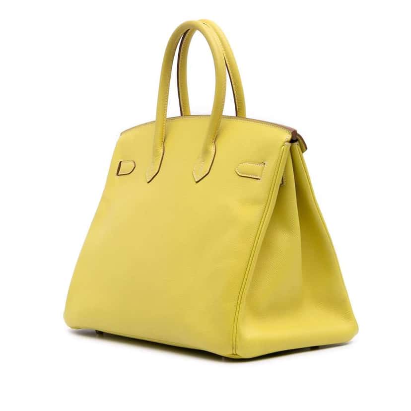 Hermès Epsom Birkin Retourne 35 Yellow Leather Good condition - Back View