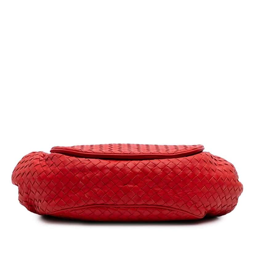 Bottega Veneta Nappa Intrecciato Flap Crossbody Red Leather Good condition - Inside View