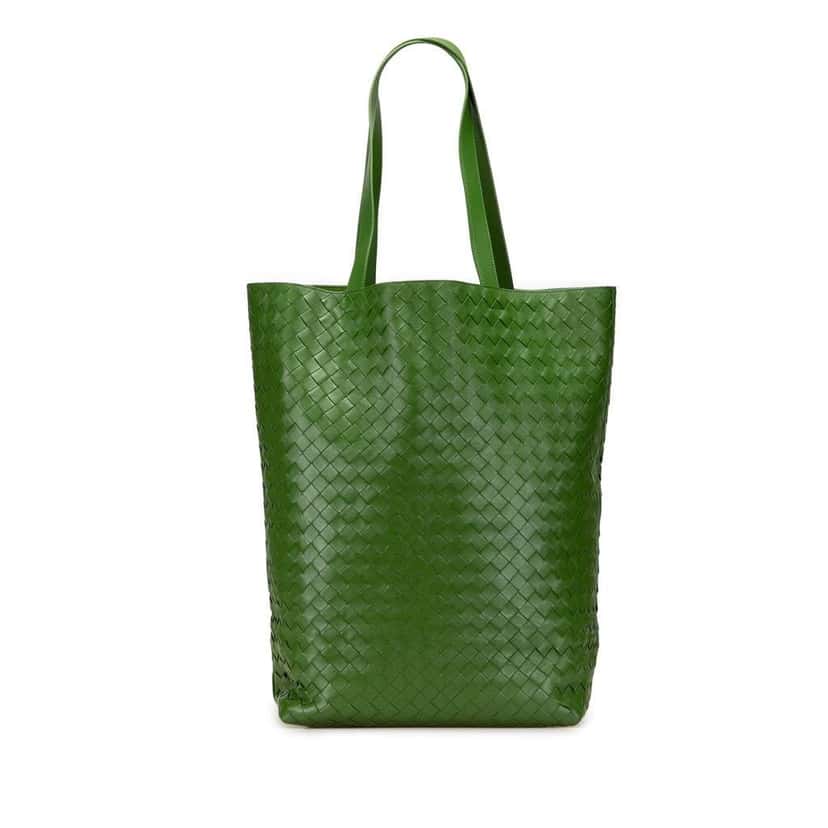 Bottega Veneta Nappa Intrecciato Tote Green Leather Very good condition - Front View