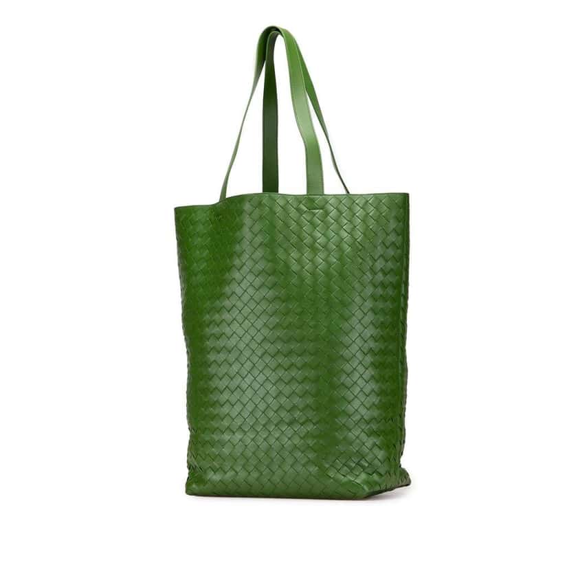 Bottega Veneta Nappa Intrecciato Tote Green Leather Very good condition - Back View