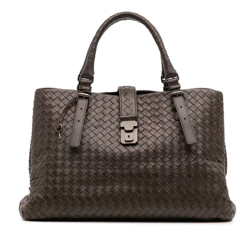 Bottega Veneta Medium Nappa Intrecciato Roma Tote Brown Leather Good condition - Front View