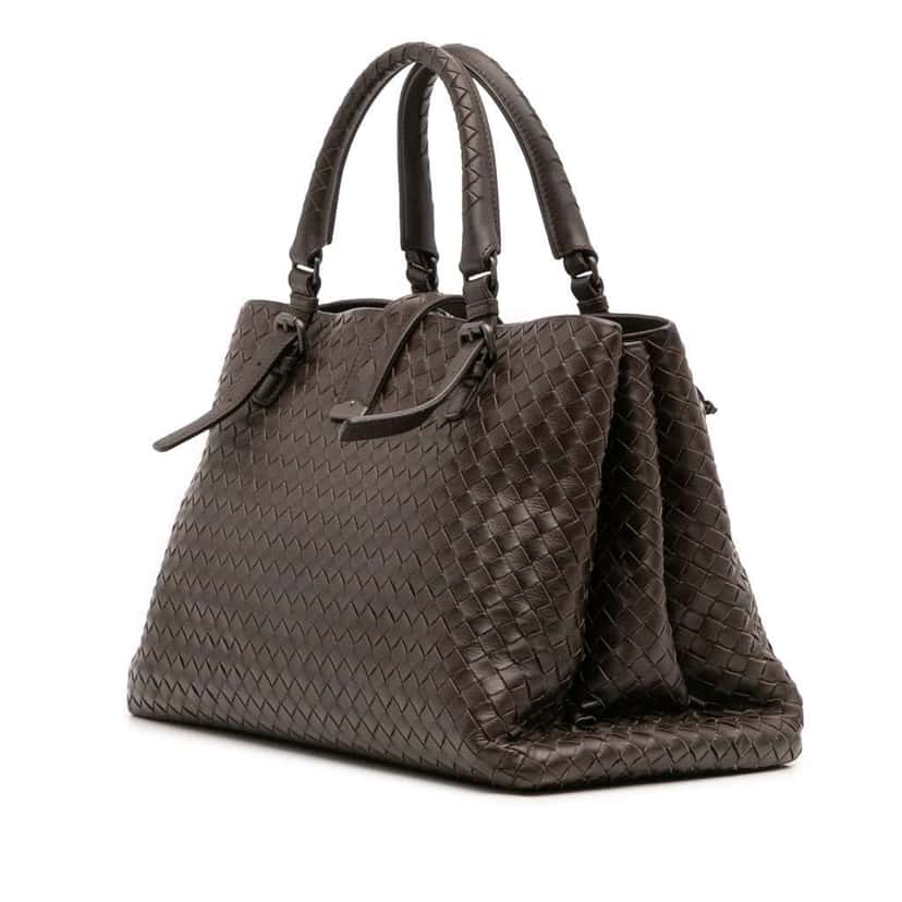 Bottega Veneta Medium Nappa Intrecciato Roma Tote Brown Leather Good condition - Back View