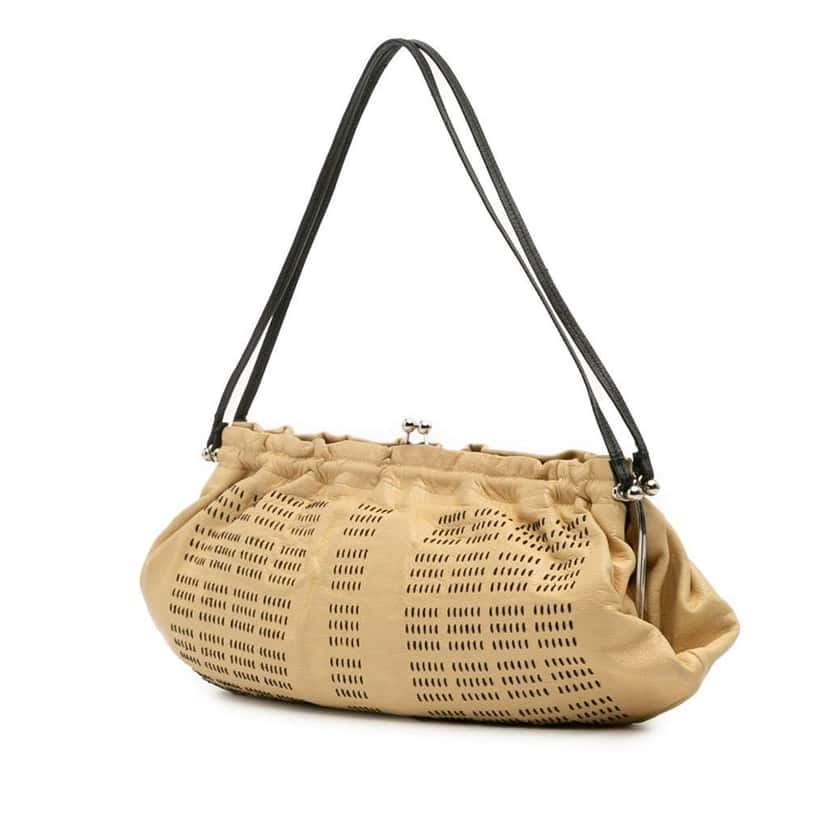 Miu Miu Leather Kiss Lock Shoulder Bag Brown Leather Good condition - Back View