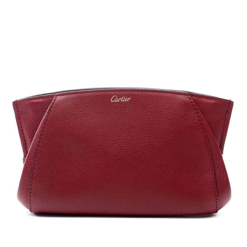Cartier Leather C De Cartier Clutch Red Leather Good condition - Front View