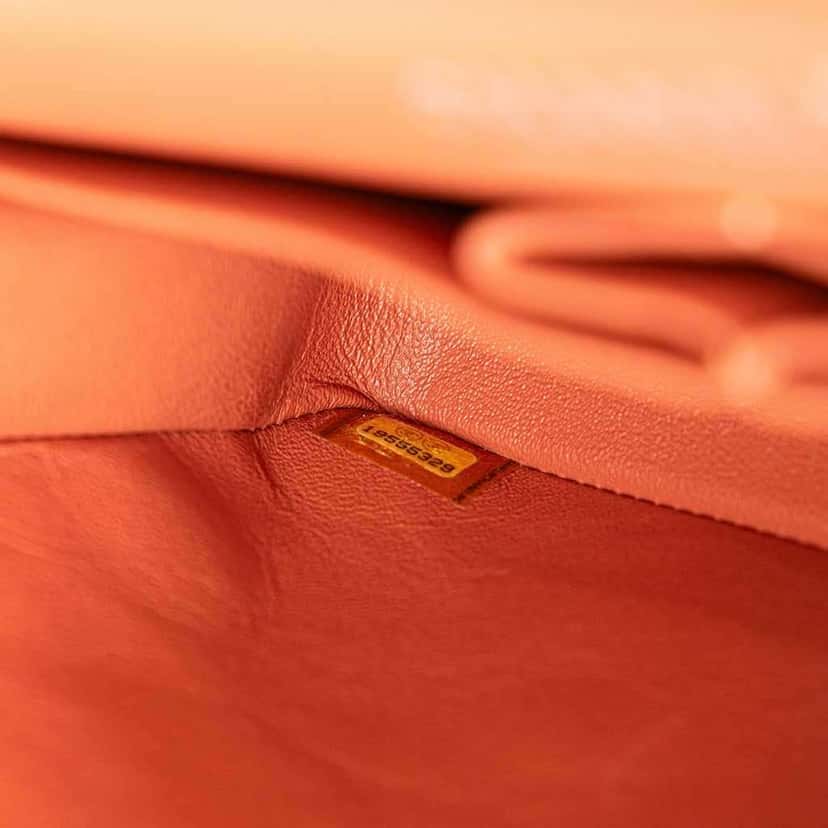 Chanel Medium Classic Lambskin Double Flap Orange Leather Good condition - Box View