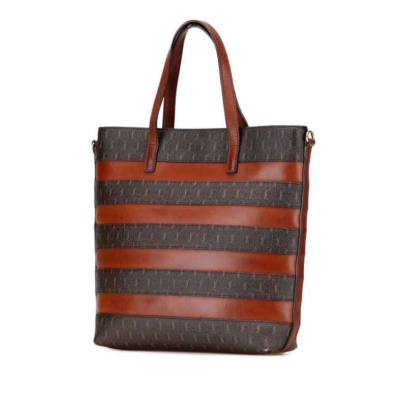 Saint Laurent Le Monogramme Coated Canvas and Leather Shopper Tote Brown Canvas Good condition - Back View