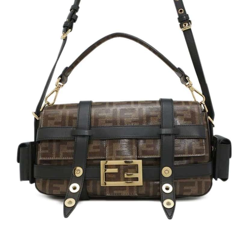 Fendi Zucca Glazed Fabric Cage Baguette Brown Canvas Good condition - Front View