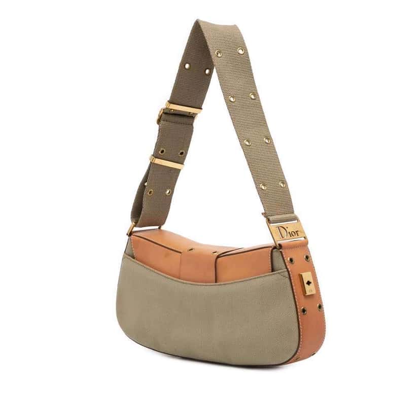 Dior Canvas and Leather Street Chic Columbus Shoulder Bag Grey Canvas Good condition - Back View