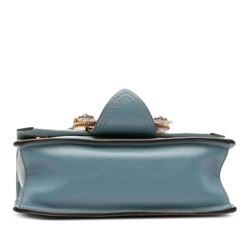 Miu Miu Goatskin Madras Soft Calf Crystal Embellished Crossbody Blue Leather Good condition - Inside View
