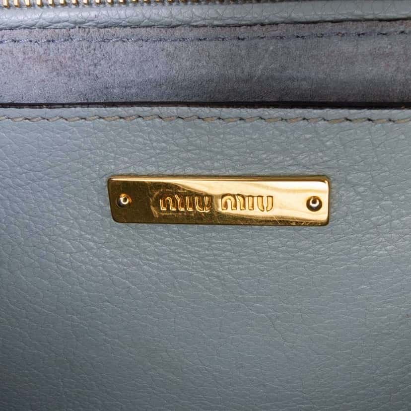 Miu Miu Goatskin Madras Soft Calf Crystal Embellished Crossbody Blue Leather Good condition - Box View