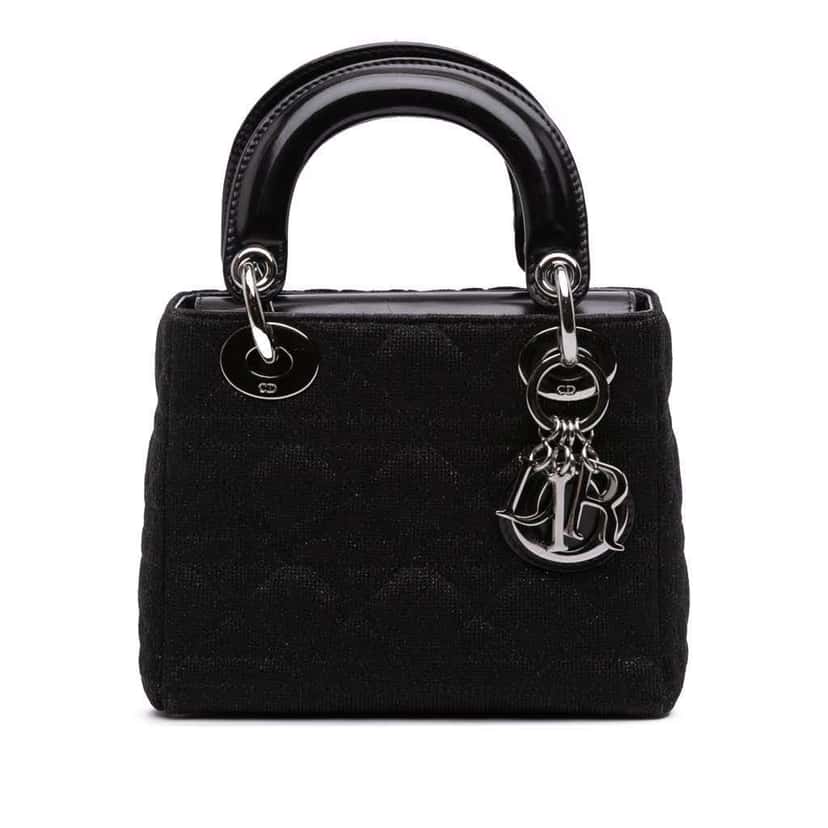 Dior Mini Knit Cannage Lady Dior Black Wool Good condition - Front View