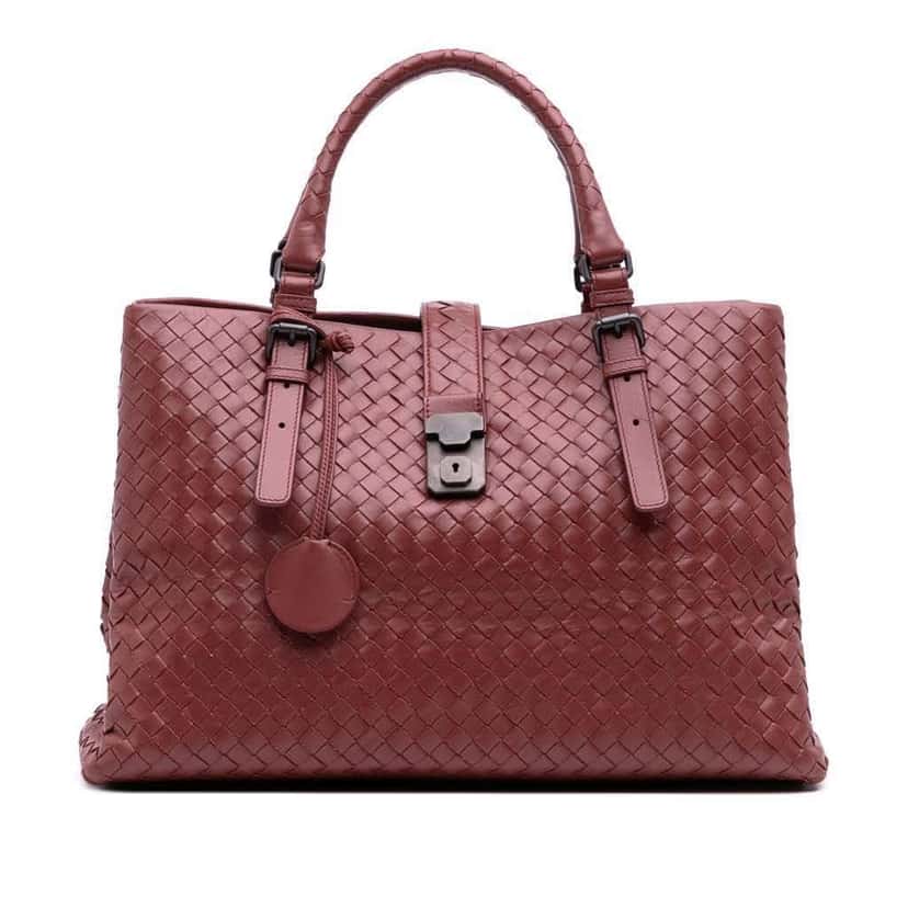Bottega Veneta Medium Nappa Intrecciato Roma Tote Red Leather Good condition - Front View
