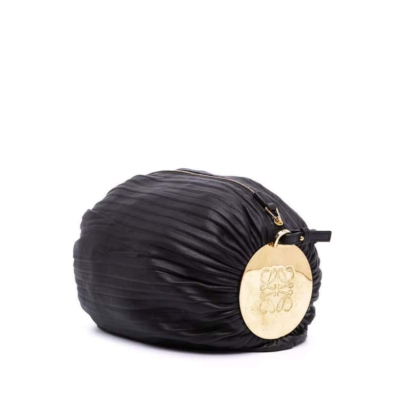 Loewe Pleated Nappa Bracelet Pouch Black Leather Good condition - Back View