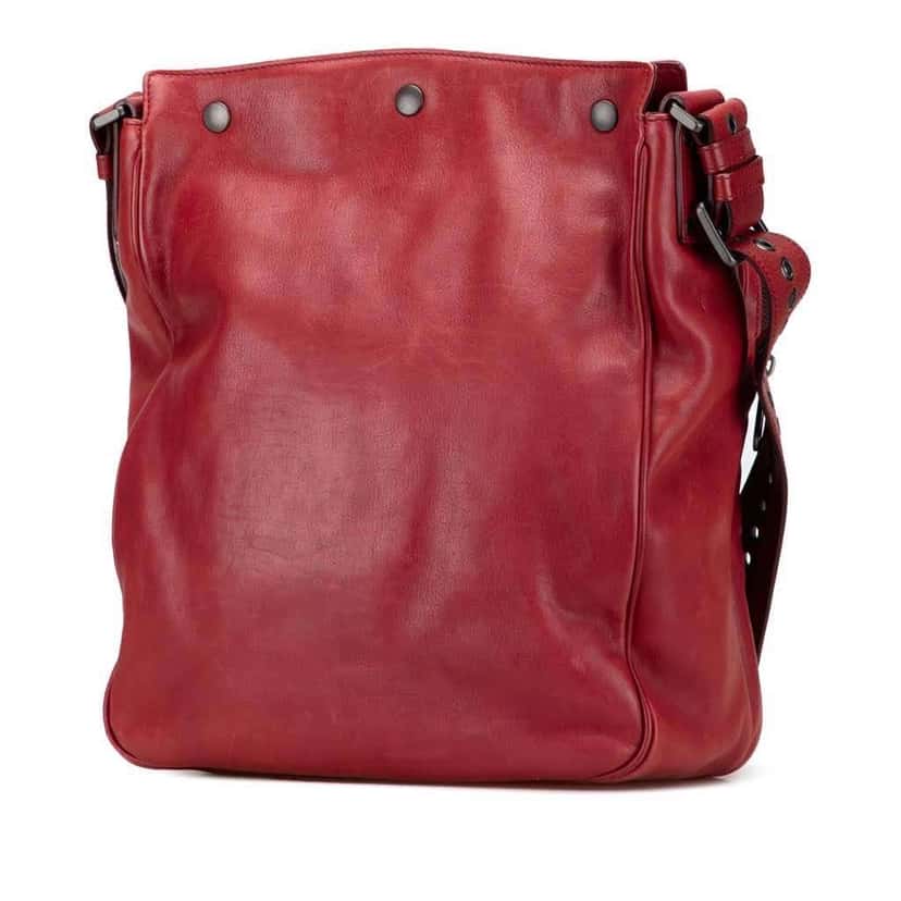 Bottega Veneta Nappa Intrecciato Grommet Crossbody Red Leather Good condition - Back View
