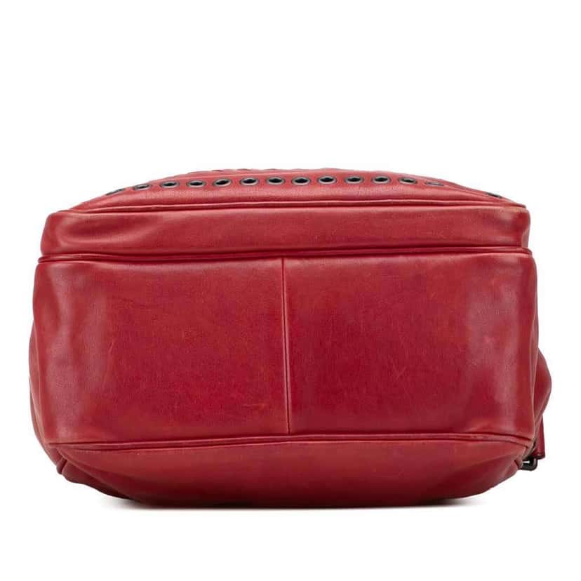 Bottega Veneta Nappa Intrecciato Grommet Crossbody Red Leather Good condition - Inside View