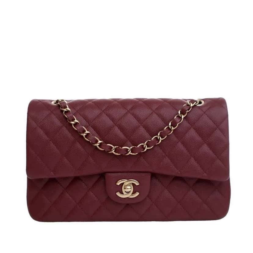 Chanel Medium Classic Caviar Double Flap Red Leather Good condition - Front View