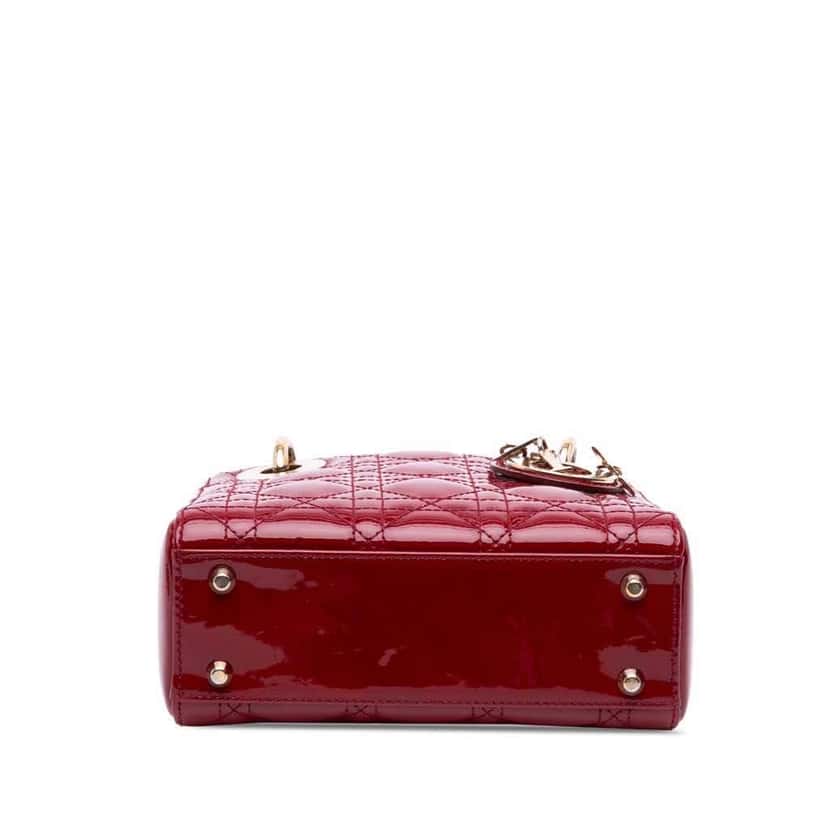 Dior Mini Patent Cannage Lady Dior Red Leather Good condition - Inside View