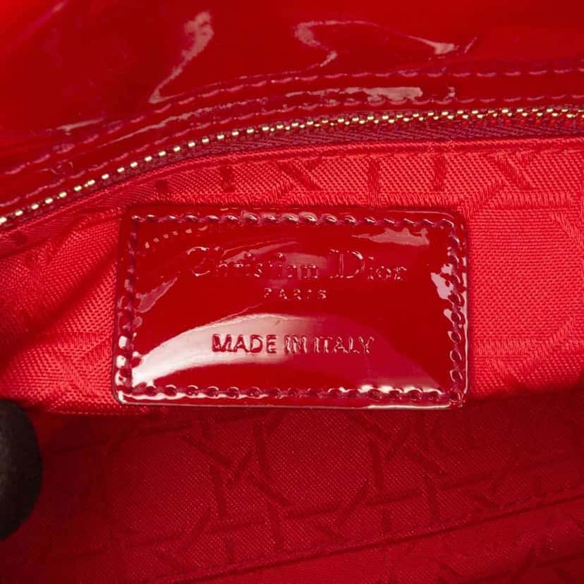 Dior Mini Patent Cannage Lady Dior Red Leather Good condition - Box View