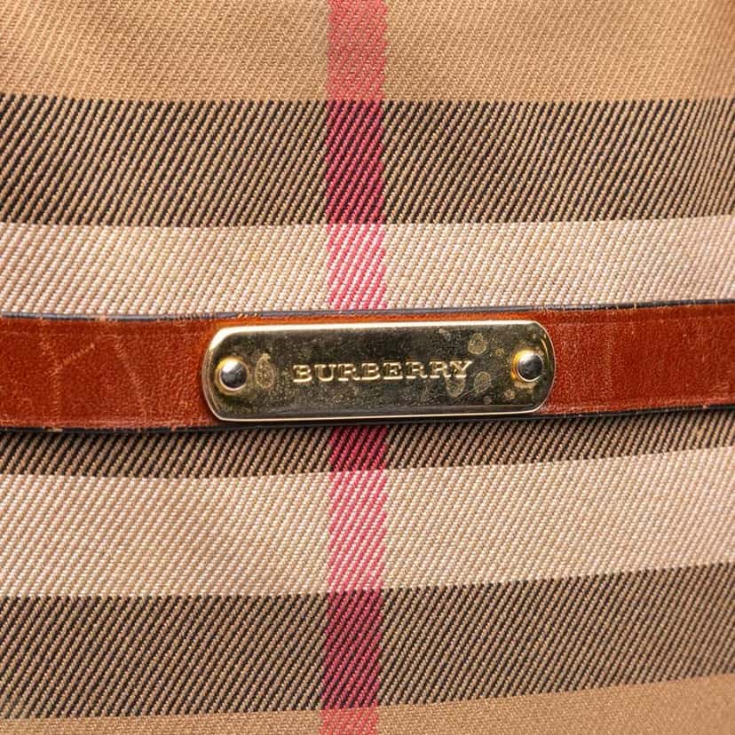Burberry Small Leather Trimmed House Check Canvas Bridle Orchard Satchel Brown Canvas Good condition - Box View
