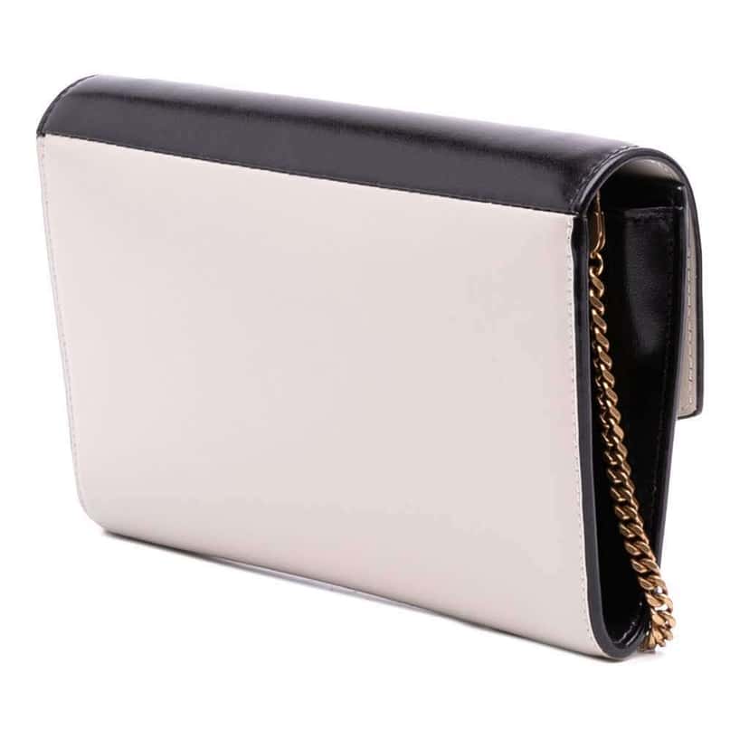 Saint Laurent Bicolor Calfskin Uptown Chain Wallet Black Leather Good condition - Back View