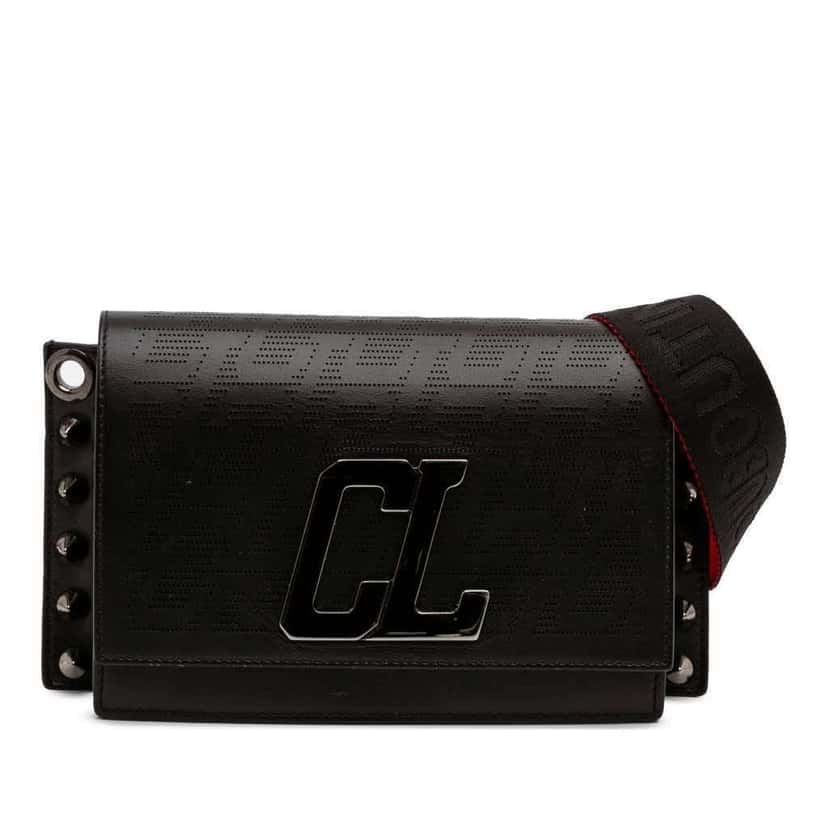 Christian Louboutin Leather Wallstrap Monogram Messenger Bag Black Leather Good condition - Front View