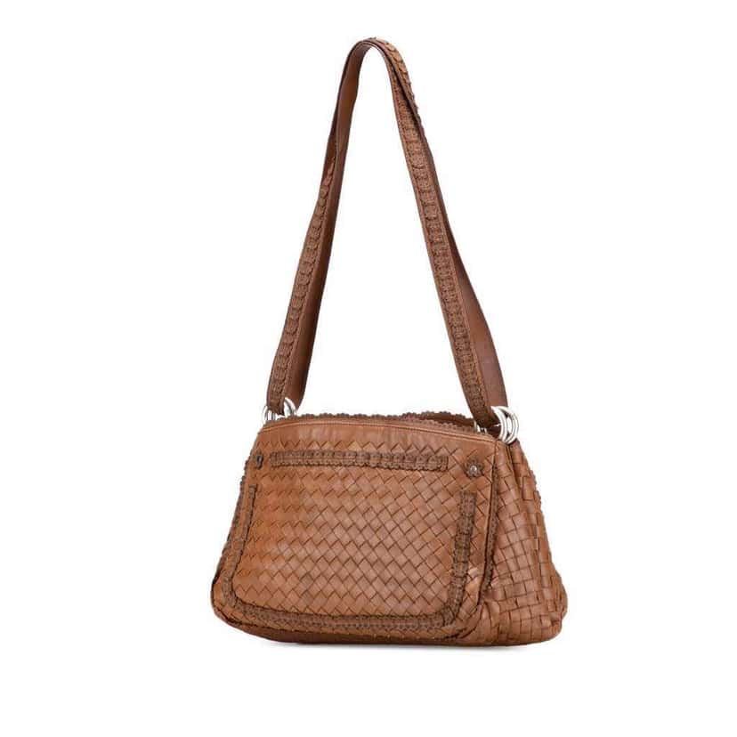 Bottega Veneta Nappa Intrecciato Shoulder Bag Brown Leather Good condition - Back View